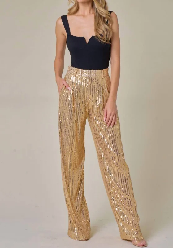 Mega Sale Happening Now!Sequins Wide Leg Pant In Gold