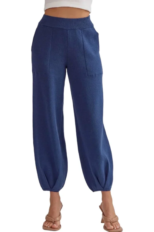 Your Exclusive Offer Awaits!Solid Knit Joggers In Navy