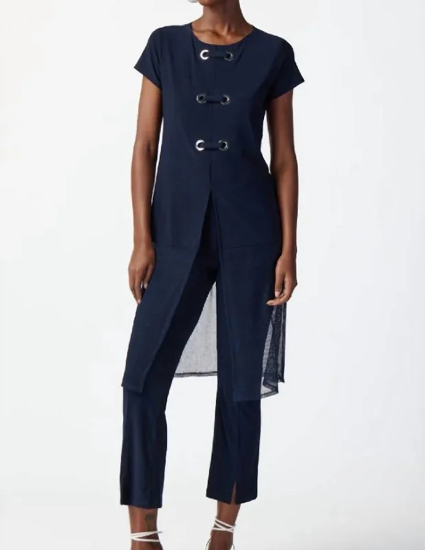 Huge Price Cuts Await!Straight Leg Capri Pants In Midnight Blue