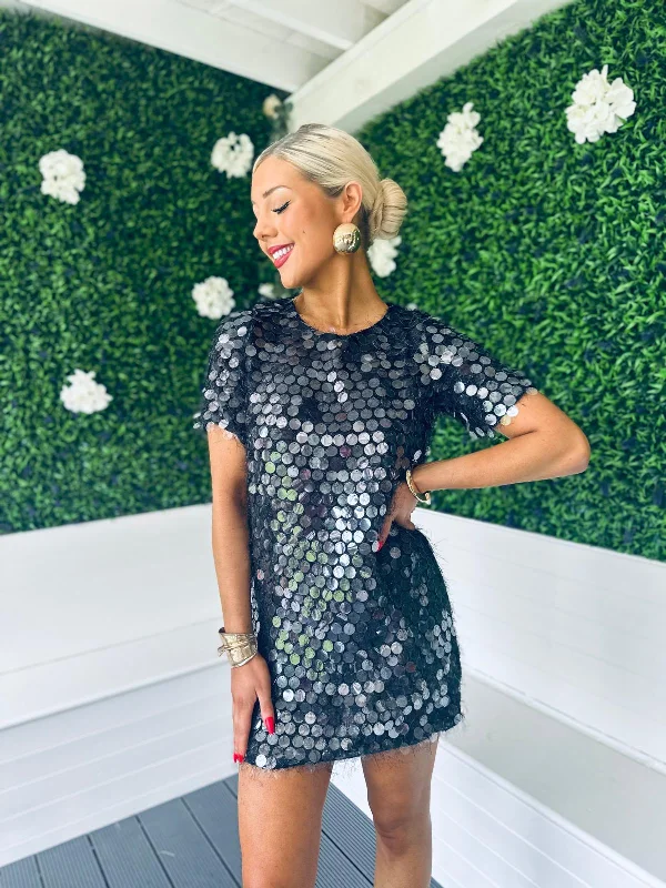 Price Drop Alert!Valerie Sequin Mini Dress Black