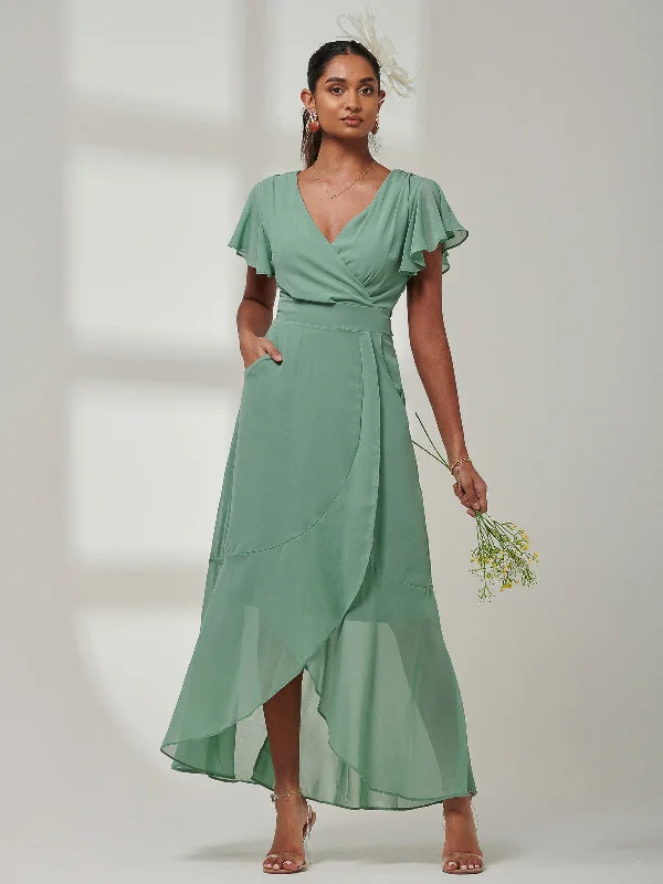 Your Wallet Will Thank You!Vicky Chiffon Frill Maxi Dress, Green