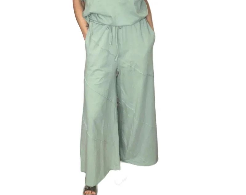 Only a Few Left – Order Now!Washed Wide Leg Lounge Pants In Sage/blue