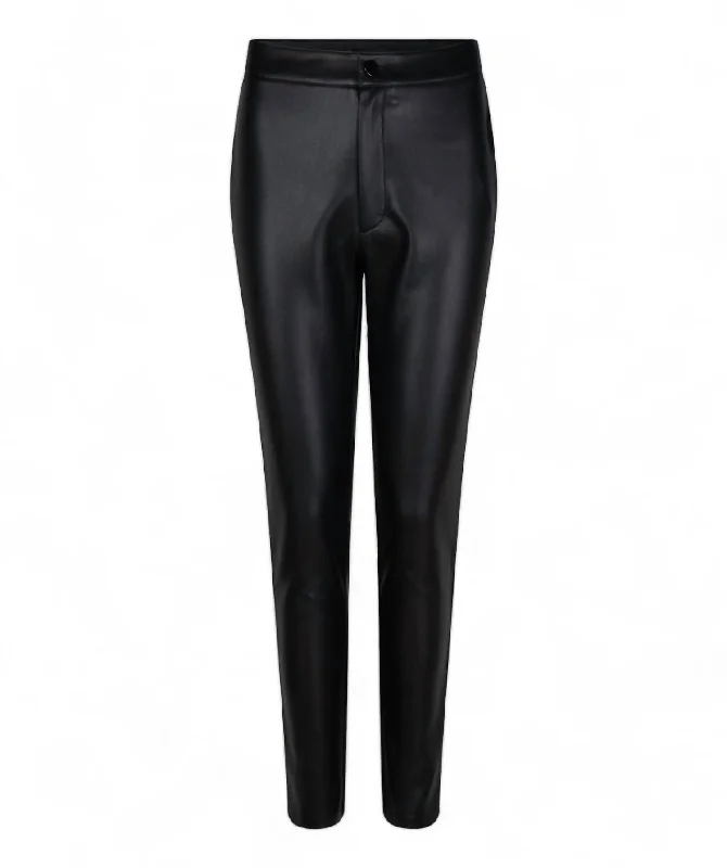 Shop the Hottest Deals!Women's Button Closure Pu Trouser In Black