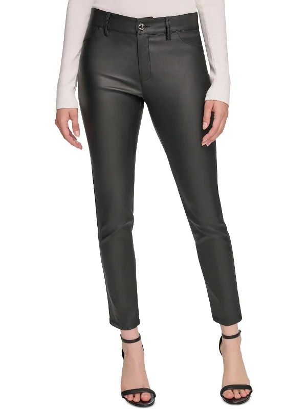 Biggest Sale of the Season!Womens Faux Leather Coated Skinny Pants