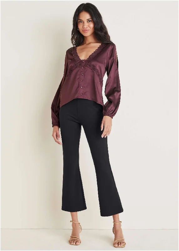 Stock Up and Save!Smoothing Ponte Kick Flare Pants - Black