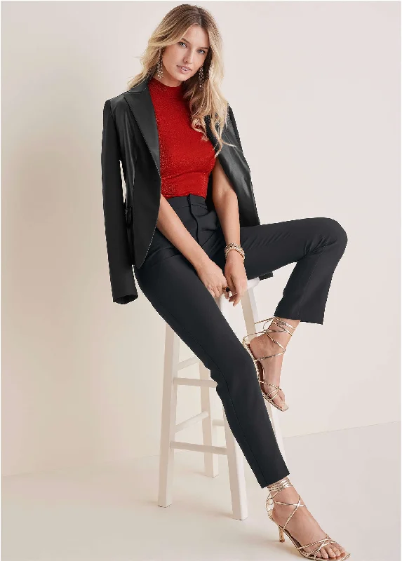 Save Up to 50% Off!Straight Leg Suiting Pants - Black