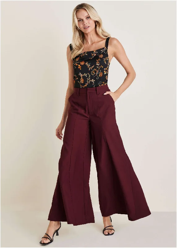 Must-Have Deals Inside!Dramatic Flare Pants - Wine