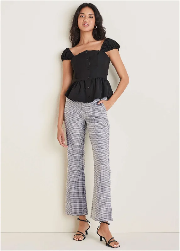 Unbeatable Prices!Houndstooth Kick Flare Pant - Black Combo