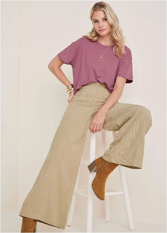 Buy More, Pay Less!Corduroy Wide Leg Pants - Oxford Tan