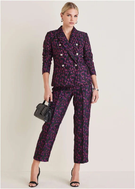 Grab Yours Before It’s Too Late!Straight Leg Jacquard Pants - Blue Multi