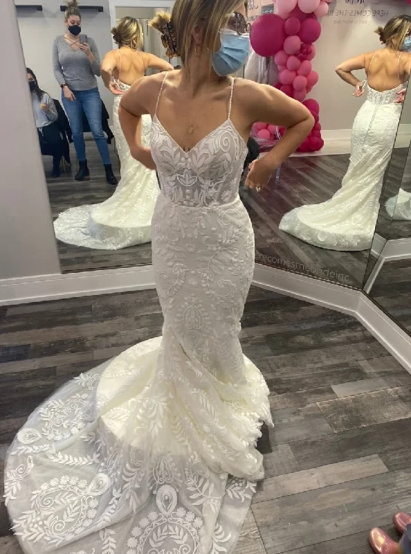 Don’t Wait – Shop Today!All Who Wander Beautiful Spaghetti Strap Fit and Flare Wedding Dress