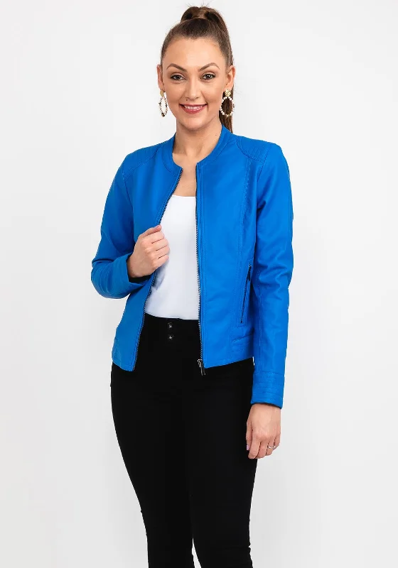 One Click Away from Big Savings!b.young Acom Faux Leather Biker Jacket, Blue