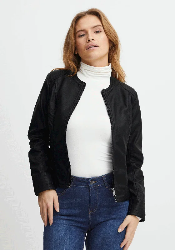 Best Offers of the Month!B.young Acom Faux Leather Biker Jacket, Black