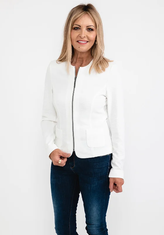 Hurry, Sale Ends Soon!Barbara Lebek Ribbed Zip Short Jacket, White