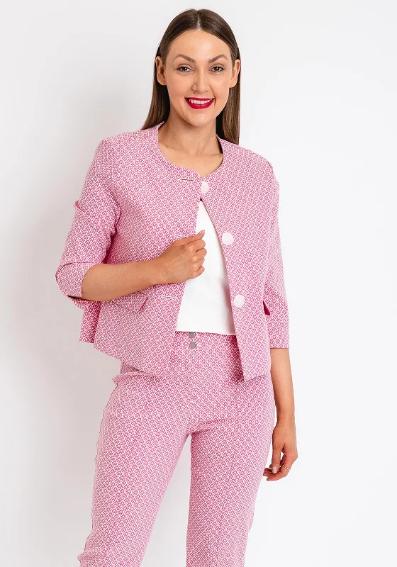 One Click Away from Big Savings!Bianca Ava Geometric Print Short Jacket, Pink