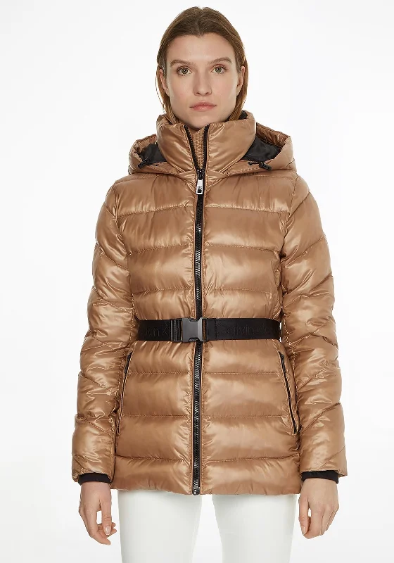 Your Favorite Items on Sale Now!Calvin Klein Womens Belted Quilted Jacket, Safari Canvas