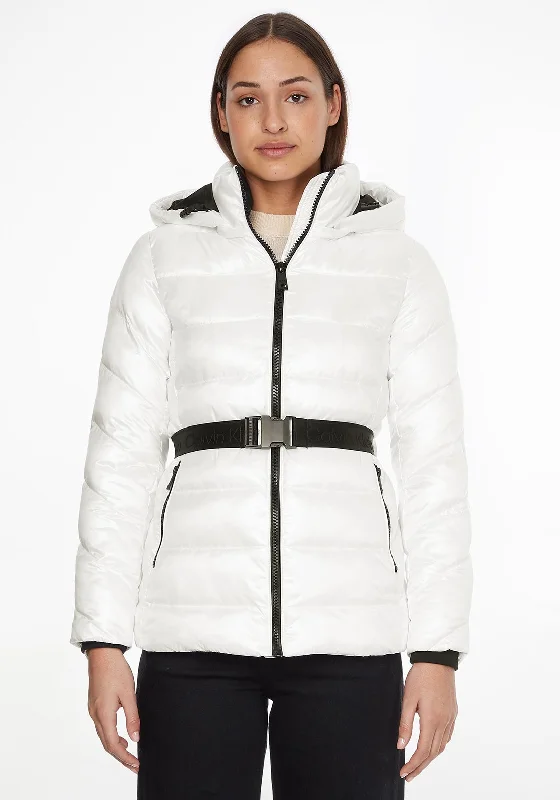Flash Sale – Act Fast!Calvin Klein Womens Belted Quilted Jacket, White