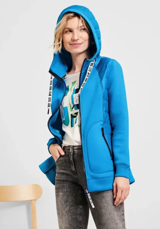 Unlock Huge Savings Now!Cecil Mix Material Zip Short Jacket, Club Blue