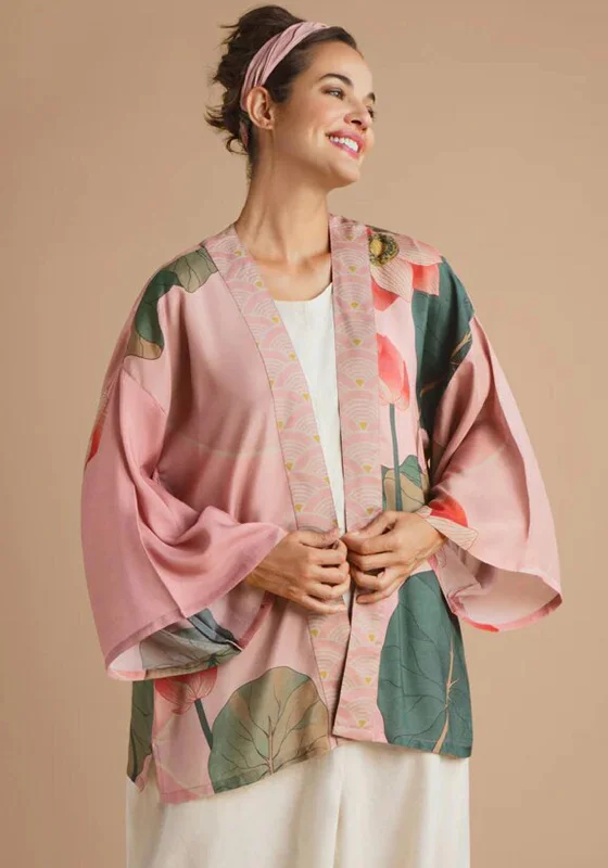 Save More When You Shop More!Powder Crane at Sunrise Kimono Jacket, Petal