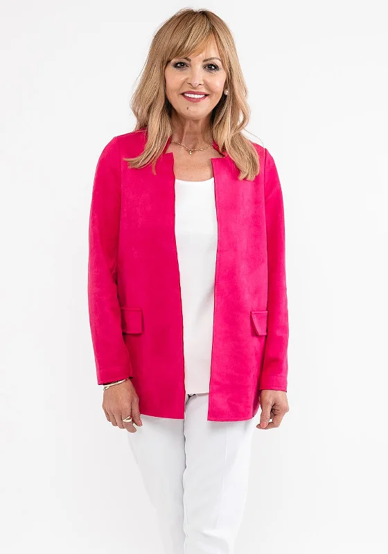Your Dream Deal is Here!d.e.c.k. by Decollage Faux Suede Open Jacket, Fuchsia