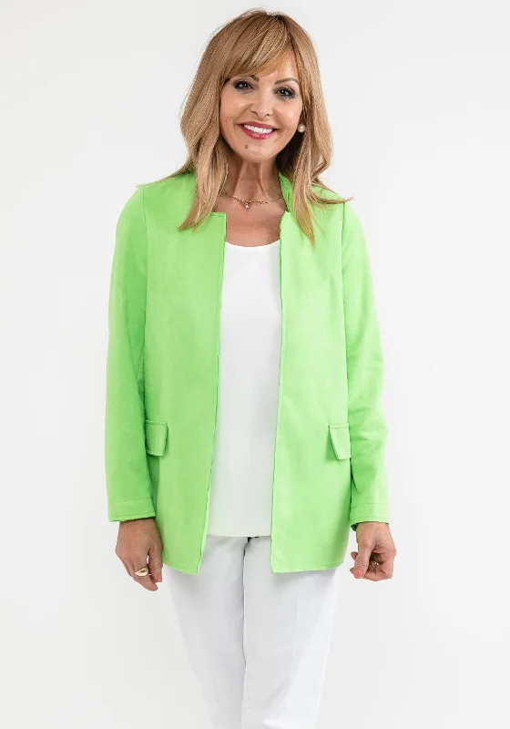 Only a Few Left – Order Now!d.e.c.k. by Decollage Faux Suede Open Jacket, Lime Green