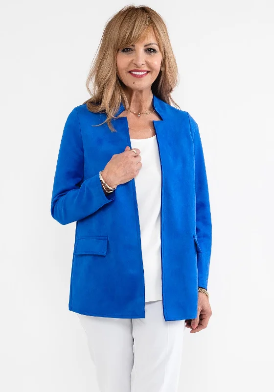 Crazy Discounts Inside!d.e.c.k. by Decollage Faux Suede Open Jacket, Royal Blue