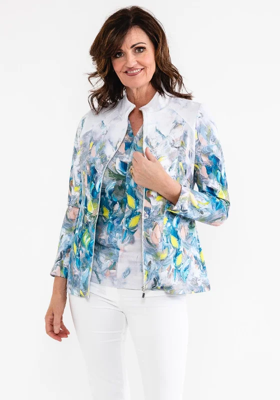 Seasonal Sale – Shop Now!Dolcezza Paint Stroke Print Jacket, Silver Multi