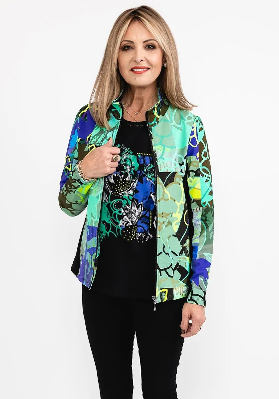 Today Only – Don’t Miss It!Dolcezza Short Printed Zip Jacket, Green Multi