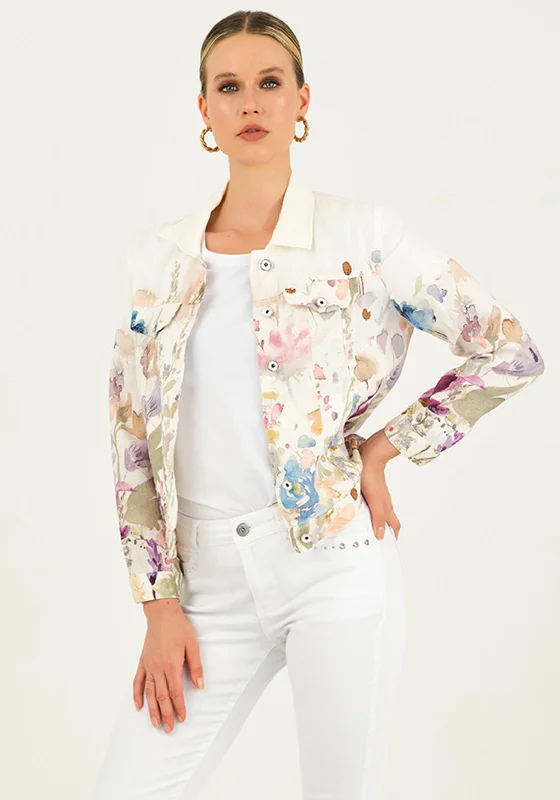 Flash Sale – Act Fast!Dolcezza Floral Print Linen Jacket, Off White Multi