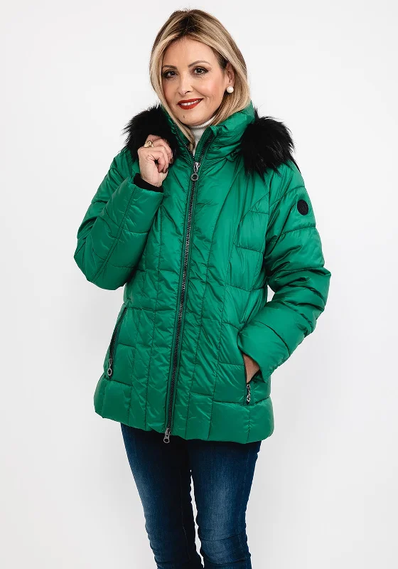 Hurry, Sale Ends Soon!Frandsen Faux Fur Hood Quilted Jacket, Emerald Green