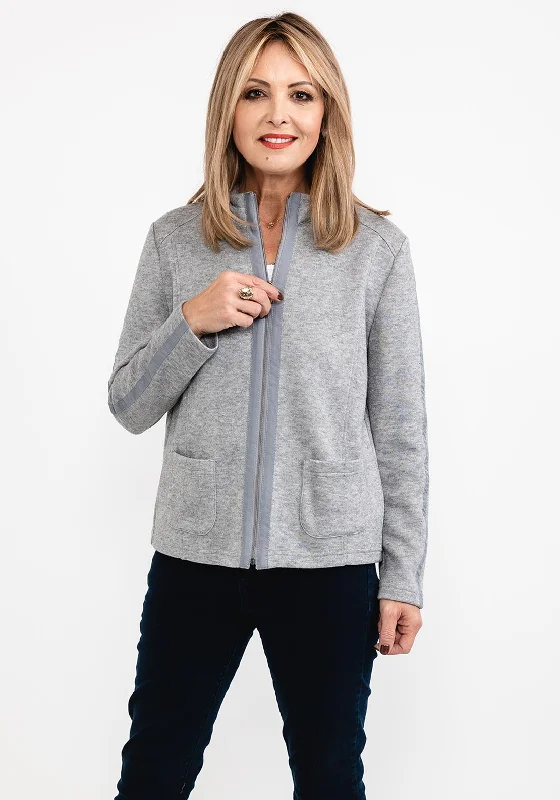 Buy One, Get One Free!Frank Walder Zipped Short Knit Jacket, Grey