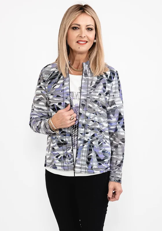 Save More When You Shop More!Frank Walder Abstract Ribbed Zip Jacket, Grey & Lilac
