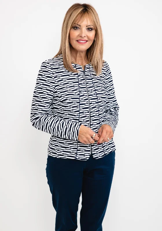 The Best Deals Won’t Wait!Frank Walder Wave Pattern Short Jacket, Navy & White