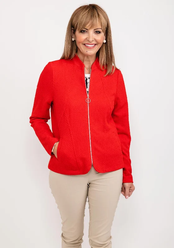 Price Drop Alert!Frank Walder Embossed Knit Short Jacket, Red