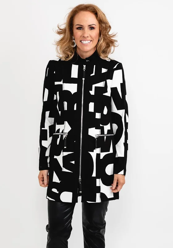 Buy More, Save More!I’cona Abstract Monochrome Print Jacket, Black & White