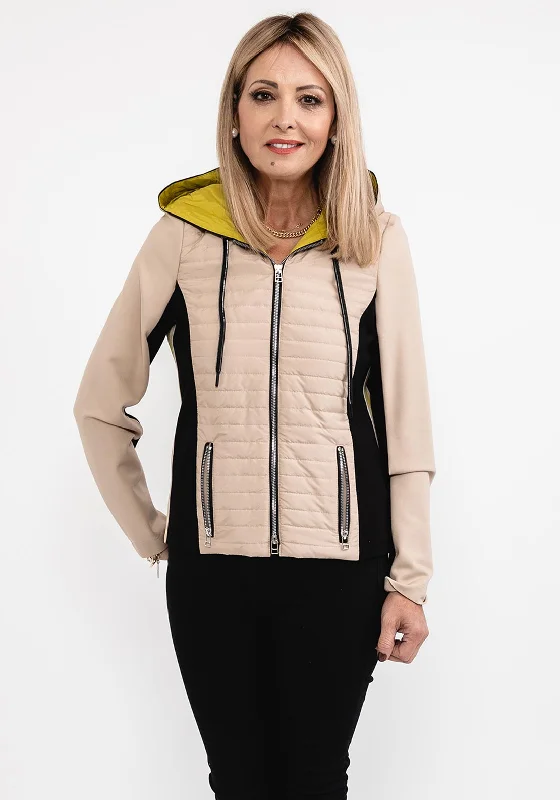 Limited-Time Price Drop!I’cona Quilted Torso Short Jacket, Beige Multi