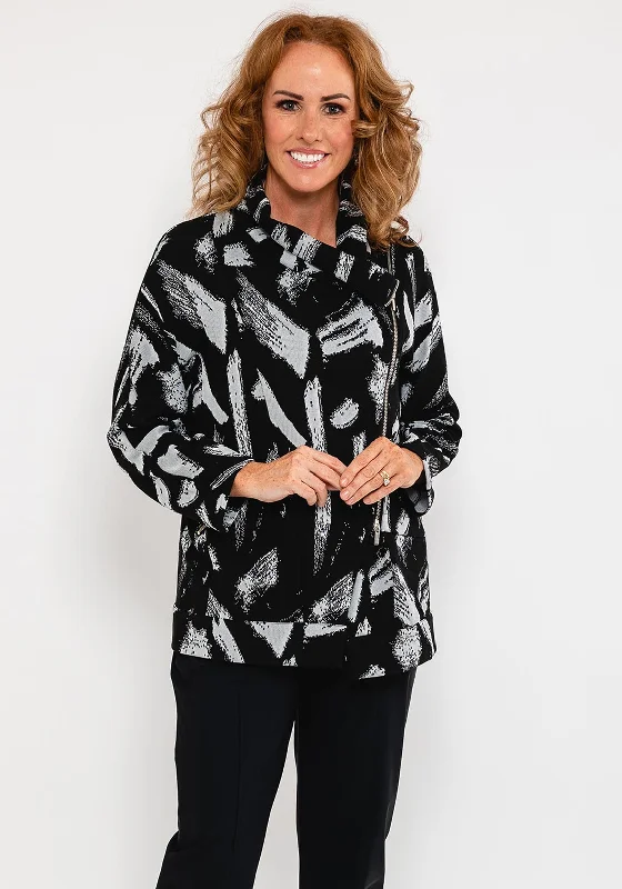 Unmissable Offers Await!Inco Embossed Knit Zip Jacket, Black & Silver