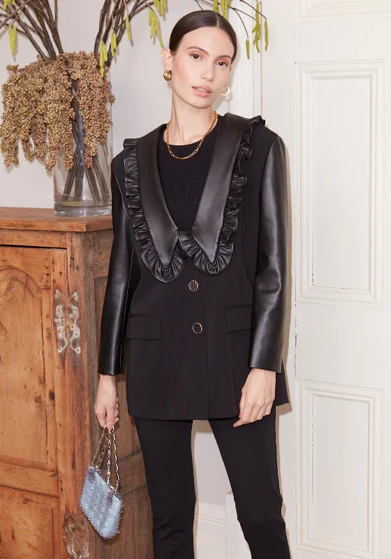 Steals and Deals Await!Jovonna Faux Leather Chelsea Collar Jacket, Black