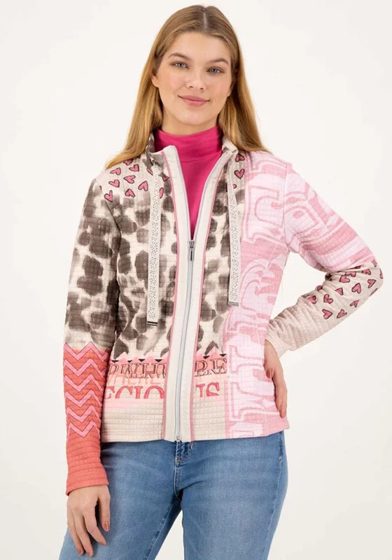 Price Drop Alert!Just White Printed Jacket, Pink and Brown Multi
