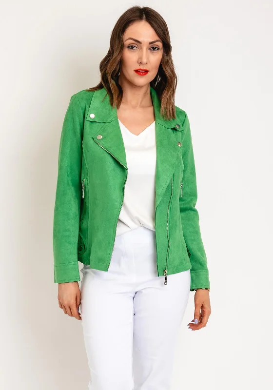 Unbeatable Prices!Serafina Collection Faux Suede Biker Jacket, Green