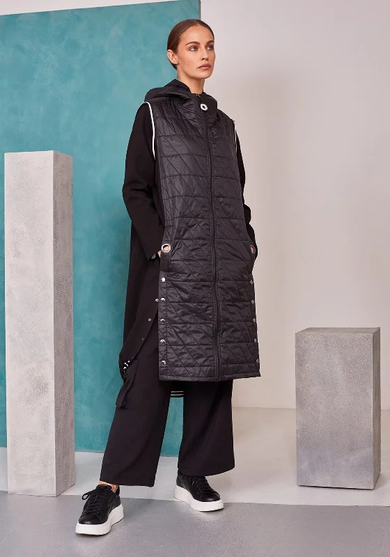 Your Wallet Will Thank You!Naya Quilted Front Panel Long Jacket, Black