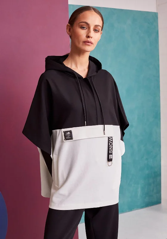 Must-Have Deals Inside!Naya Contrast Material Poncho Style Jacket, Black & White