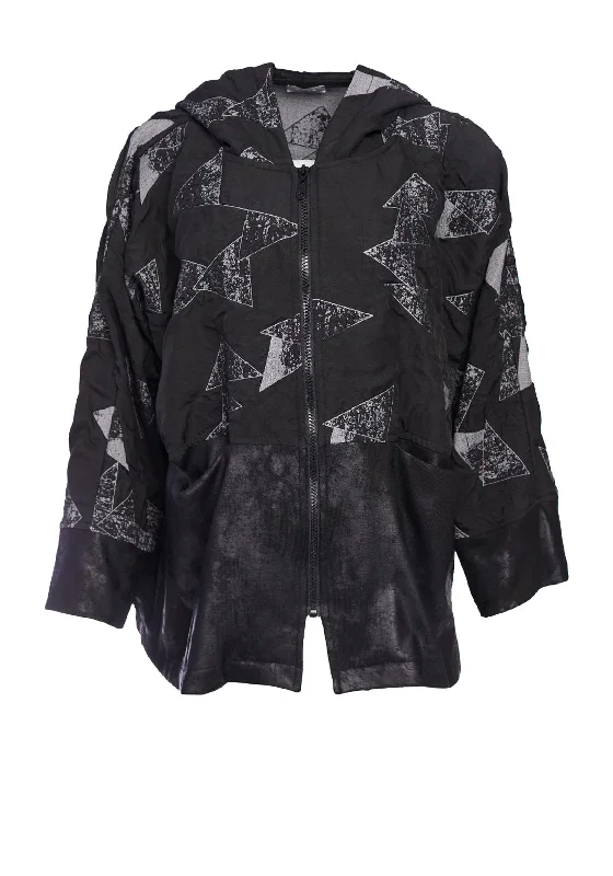 Shop the Hottest Deals!Naya Embossed Triangle Print Oversize Jacket, Black
