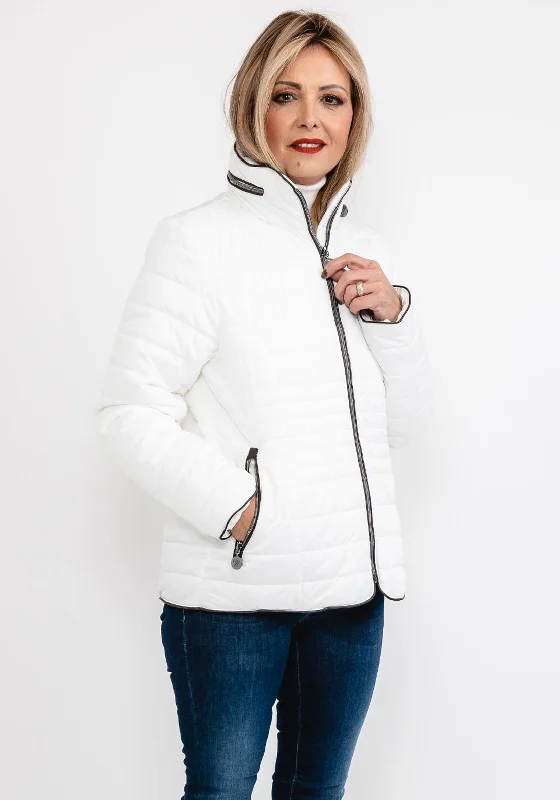 Save Up to 50% Off!Normann Zipped Collar Quilted Jacket, White