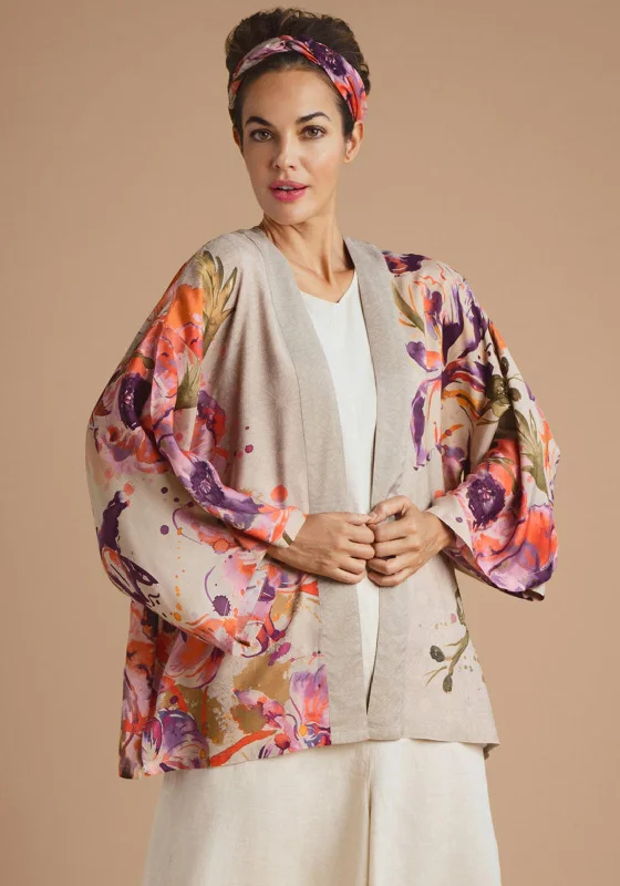 Limited-Time Price Drop!Powder Orchid and Iris Kimono Jacket, Coconut