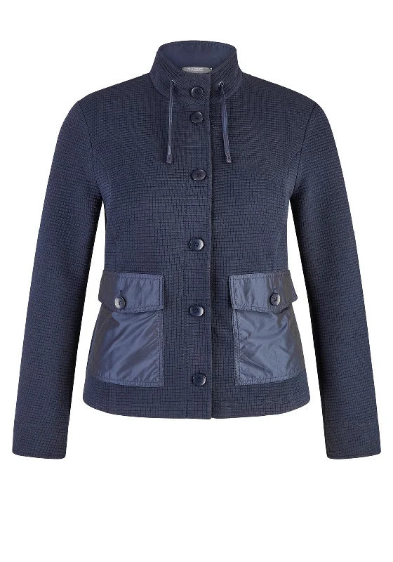 Save Money, Shop Happy!Rabe Contrast Pocket Ribbed Short Jacket, Navy
