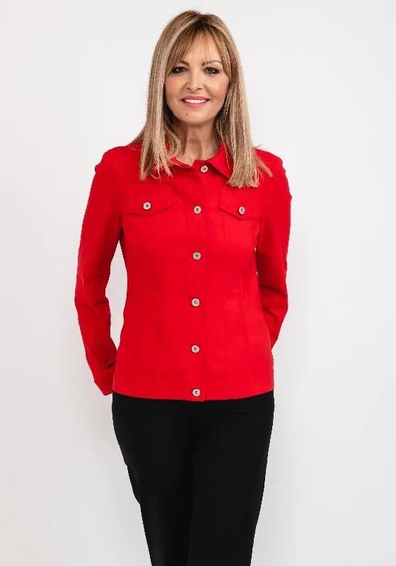 Shop Before It’s Gone!Robell Happy Denim Effect Jacket, Red