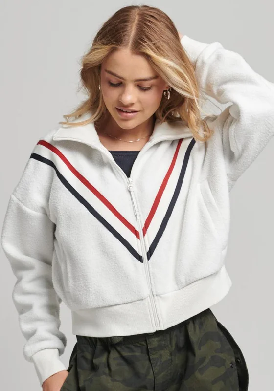 Savings You Can’t Ignore!Superdry Womens Chevron Polar Fleece Jacket, Ecru