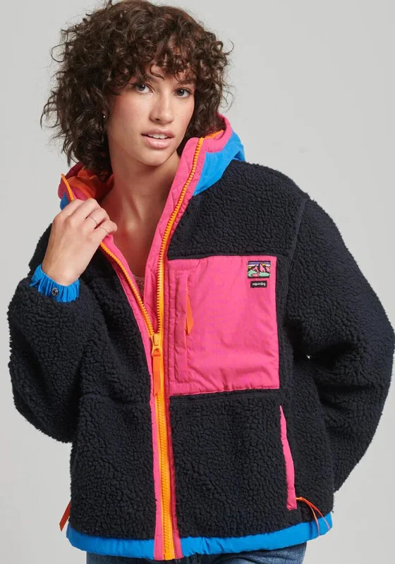 Stock Up and Save!Superdry Womens Vintage Hooded Sherpa Jacket, Multi