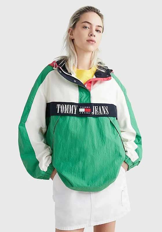 Buy One, Get One Free!Tommy Jeans Chicago Archive Windbreaker, Coastal Green Multi